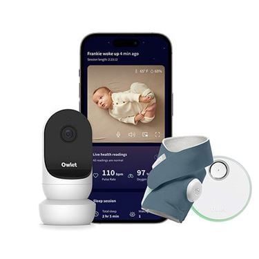 Bilde av Owlet Dream Sock™ Pustealarm, Bedtime Blue + Owlet Cam 2 Video Babycall