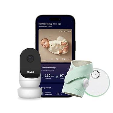 Bilde av Owlet Dream Sock™ Pustealarm, Mint + Owlet Cam 2 Video Babycall